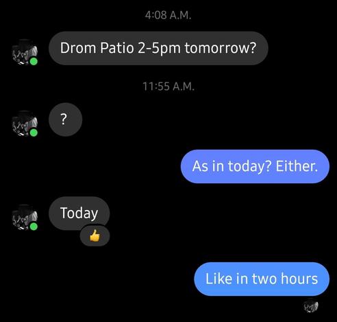 Messenger call can at 4am, fortunately repeated at noon.