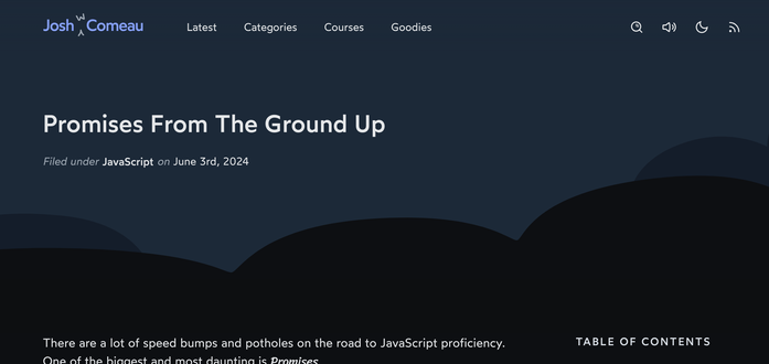 Screenshot from my new blog showing the header, which contains the date