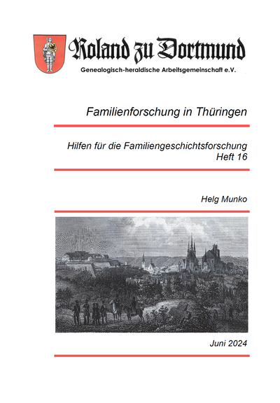 Neue Forschungshilfe zur Familienforschung in Thüringen, Heft 16, Cover