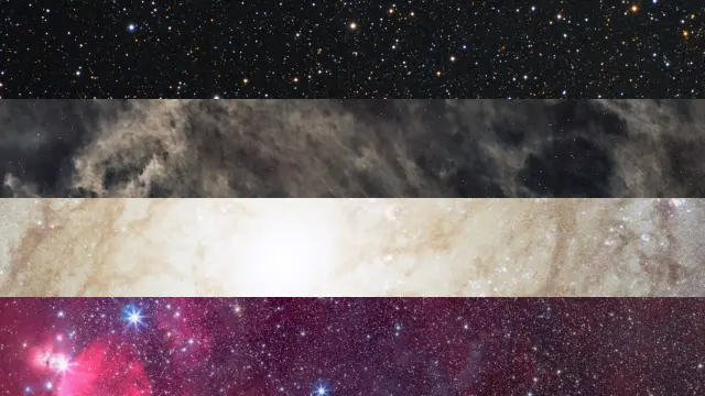 Asexual pride flag composed from NASA astrophotography.