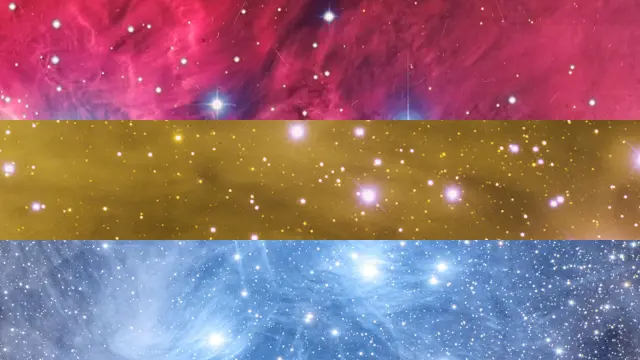 Pansexual pride flag composed from NASA astrophotography.