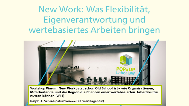 Popup Labor Singen und Stockach: Beipackzettel für Workshop W11 "Warum New Work jetzt schon Old School ist – wie Organisationen, Mitarbeitende und die Region die Chancen einer wertebasierten Arbeitskultur nutzen können"