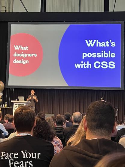 Small circle with caption “what designers design” large circle with caption “What’s possible with CSS”
