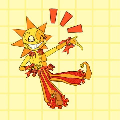 Work in progress digital art of animatronic sun from FNAF Security Breach