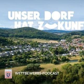 Landschaftsaufnahme von Kröftel; Text: Unser Dorf hat Zukunft