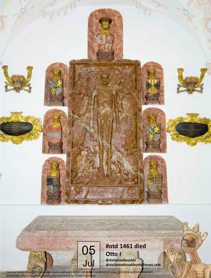 The picture shows Otto's grave slab standing in front of his son's tombstone set into the wall