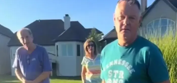 Screen-grab from a video of 3 geriatric adults getting ready to verbally assault some teenagers for fishing on their property.