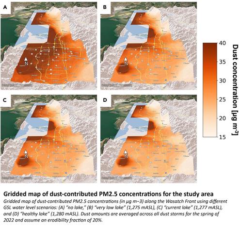 maps / models - Gridded map of dust-contributed PM2.5 concentrations for the study area
