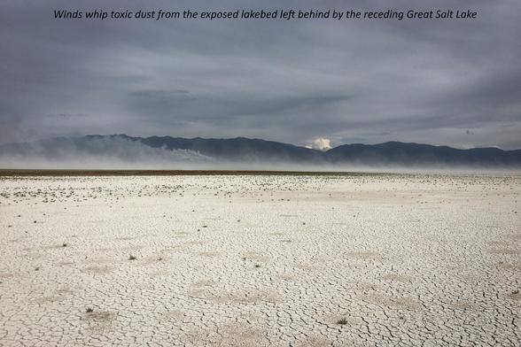 photo - winds whip up toxic dust from the exposed lakebed left behind by the receding Great Salt Lake, Utah