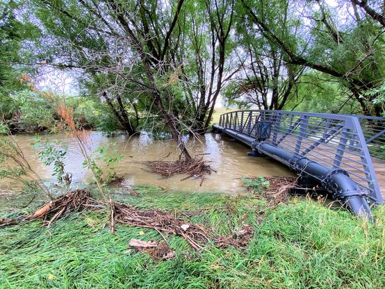 High muddy flow at Dutch Creek Park in Louisville, CO on August 16, 2022. Photo by Lauren Magliozzi.