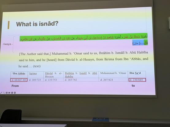 What is isnad? An example of chain.