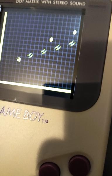 An original gameboy with IPS screen running my test code.