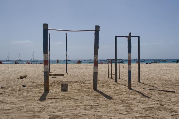 Some gym equipment on the beach