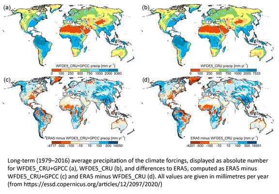 maps - examples - ERA5 data - precip over time, global
