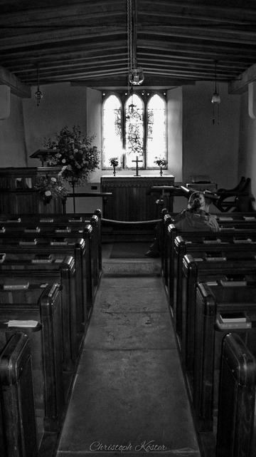 inner view of the church St. Michael de Rupe (monochrome)
