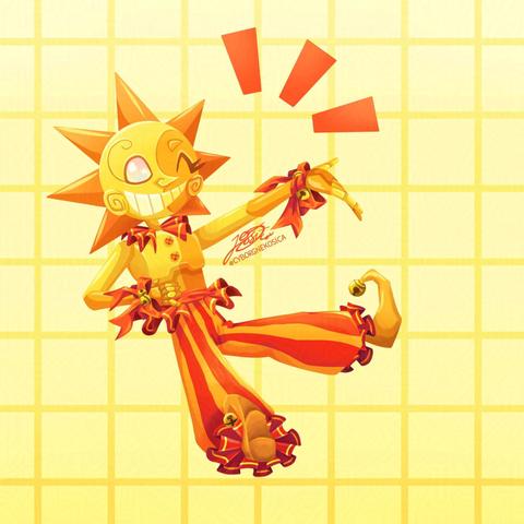 Digital art of animatronic sun from FNAF Security Breach