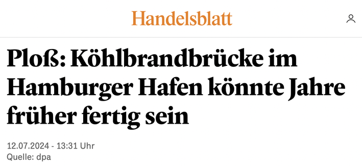 Ploß: Köhlbrandbrücke im Hamburger Hafen könnte Jahre früher fertig sein