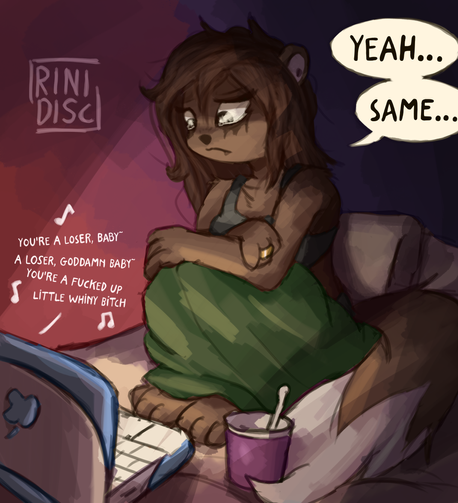 RiniDisc watching hazbin hotel so she can be sad and stuff.