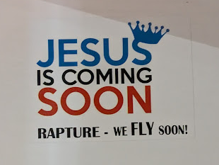 sticker saying the rapture is coming soon.