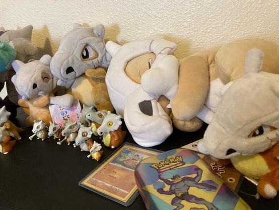 plush and figures of the pokemon cubone