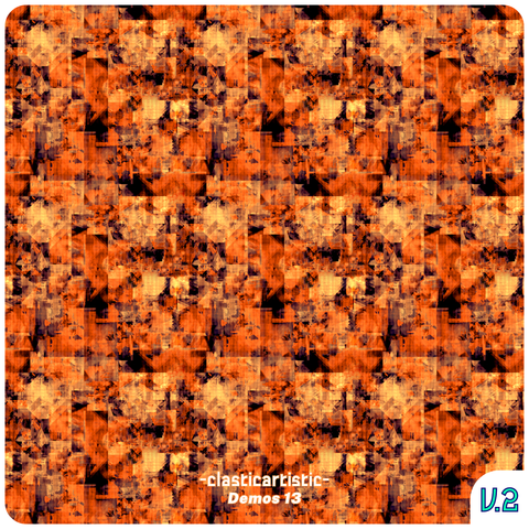 Text - -clasticartistic-, Demos 13, Pattern - Abstract glitched ochre cardboard, Corner - V.2 (Pattern Book V.2)