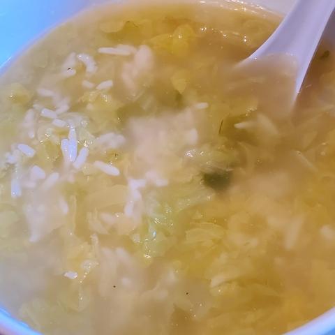 Rice with Chinese cabbage soup.