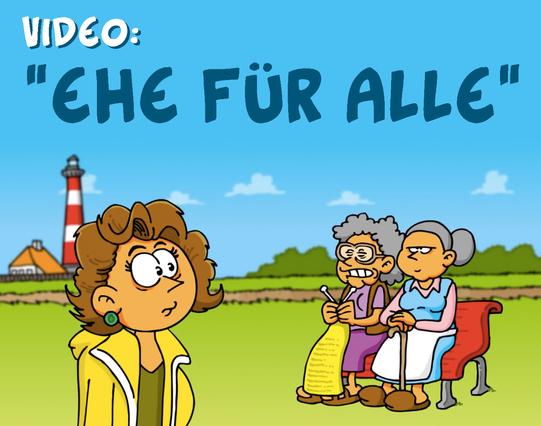 Ein Screenshot aus dem Video, bei dem eine Frau ihre zwei Mütter auf einer Parkbank anschaut.
