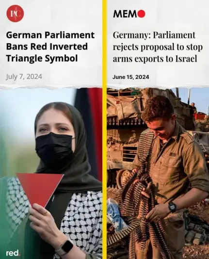 German Parliament Bans Red Inverted Triangle Symbol
::
Germany: Parliament rejects proposal to stop arms exports to Israel