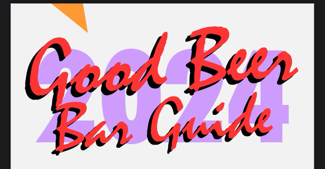 Splash lettering of “Good Beer Bar Guide 2024”