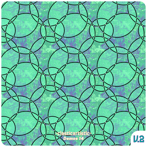 Text - -clasticartistic-, Demos 14, Pattern - Black circles against sea green paper collage, Corner - V.2 (Pattern Book V.2)