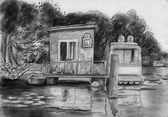 Two houseboats on the river Havel.