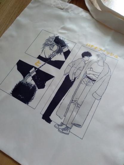 Tote bag with characters from Banana Fish manga