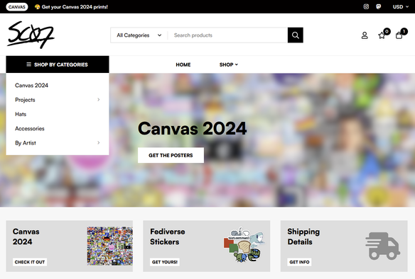 Screenshot of sc07.shop showcasing Canvas 2024
