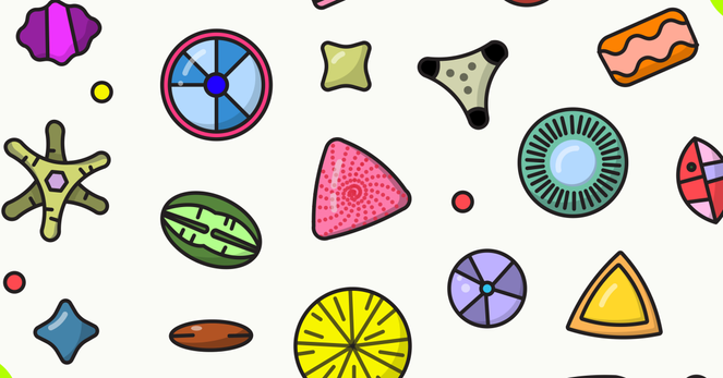 Simple drawings of various microbes
