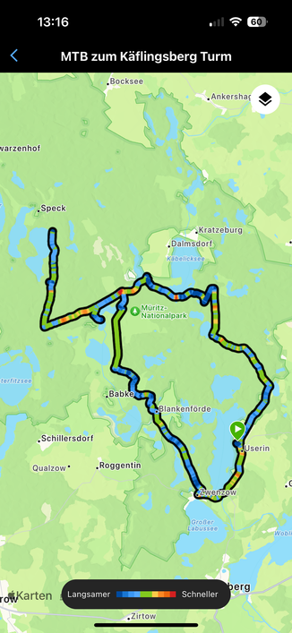 Screenshot in Garmin, Route der Tour