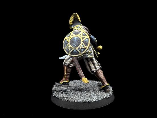 Warcrow Bucklerman mini painted in black and gold with NMM