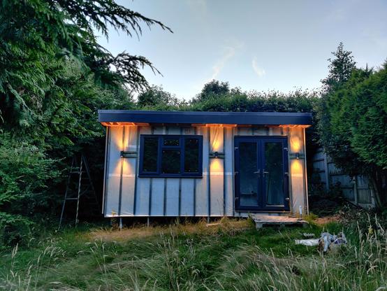 similar to the other photo, but with only the external up/down lights illuminated.