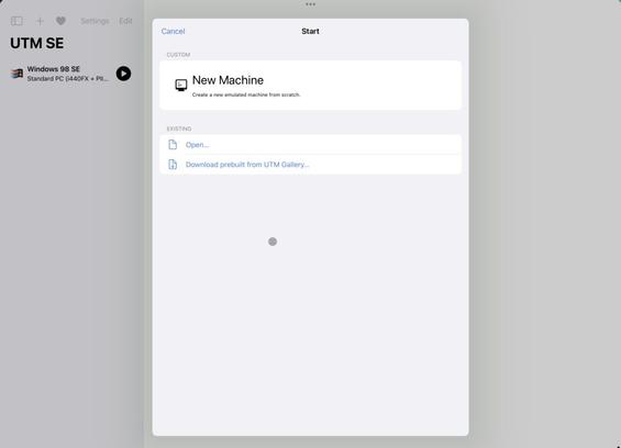 UTM SE: New VM