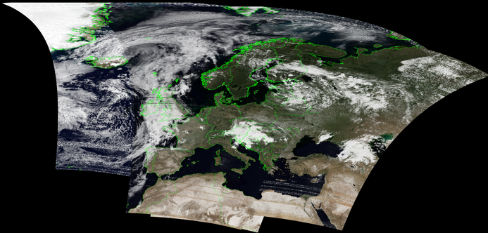 Weather Image captured with 4 NOAA weather satellites passes