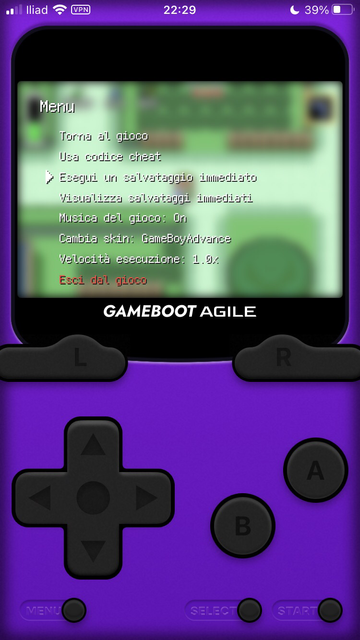 Fotografia menu game boy advance