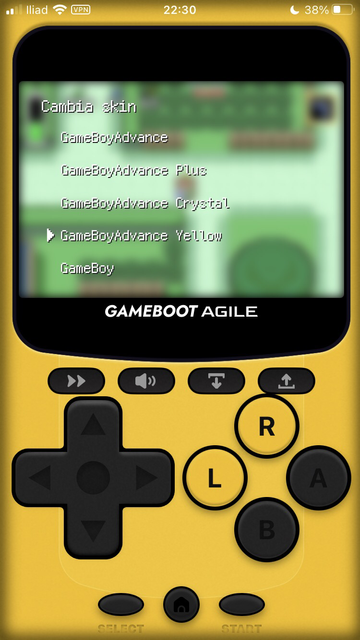 Menu game boy giallo