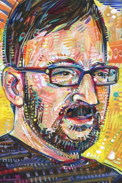 painting of a white man with glasses and a beard