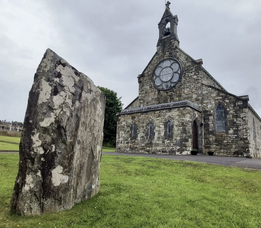 Lisnagun Standing Stone in the grounds of the Sacred Heart church, Darrary, Co. Cork.