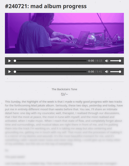 240721 mad album progress

a screenshot of a newsletter page that includes audio players and some text getting blurred