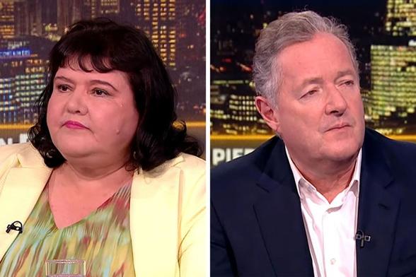 Fiona Harvey interviewed by Piers Morgan. Image courtesy of Bored Panda