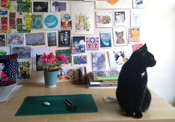 The desk of freelancer Vicky Scott.
