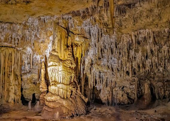 The "Wedding Cake" speleothem formation in the Alexandra Cave, Naracoorte, South Australia.