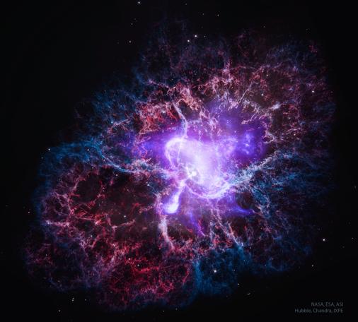 Detailed portrait of the Crab Nebula.
