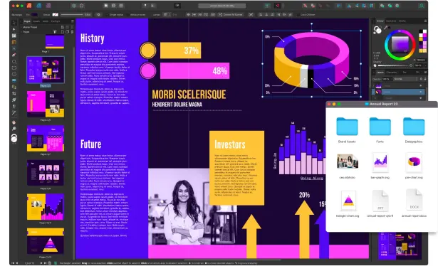 screenshot of colourful document in affinity publisher
