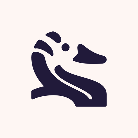An illustration of a bar-headed goose in dark purple against a light gray background